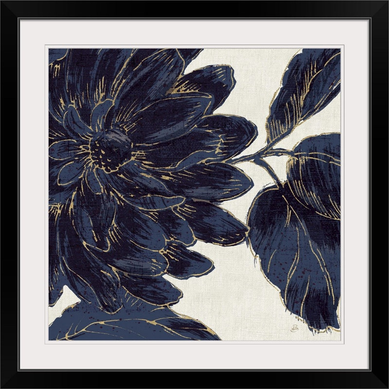 «Indigo Garden I», reproduction d'impression, H 32 po x l 32 po x P 1 po, Cadre noir