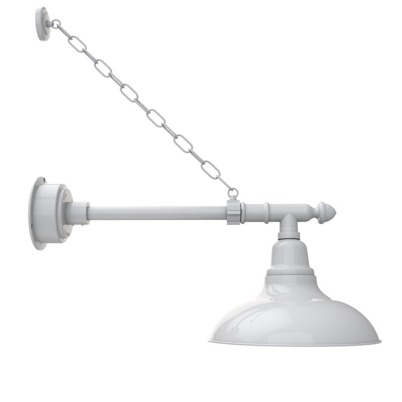 Luminaire de grange d'extérieur à DEL Adesh, H 17 po x l 8 po x P 27 po, Blanc
