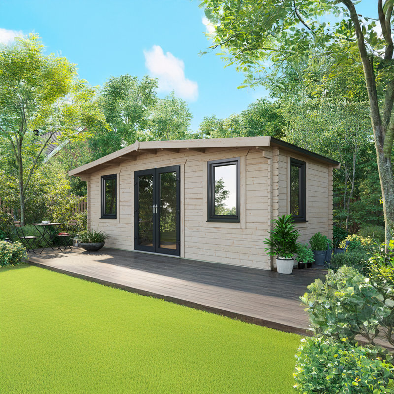 Powersheds 10 x 20ft Chalet Log Cabin, Doors Central - 44mm