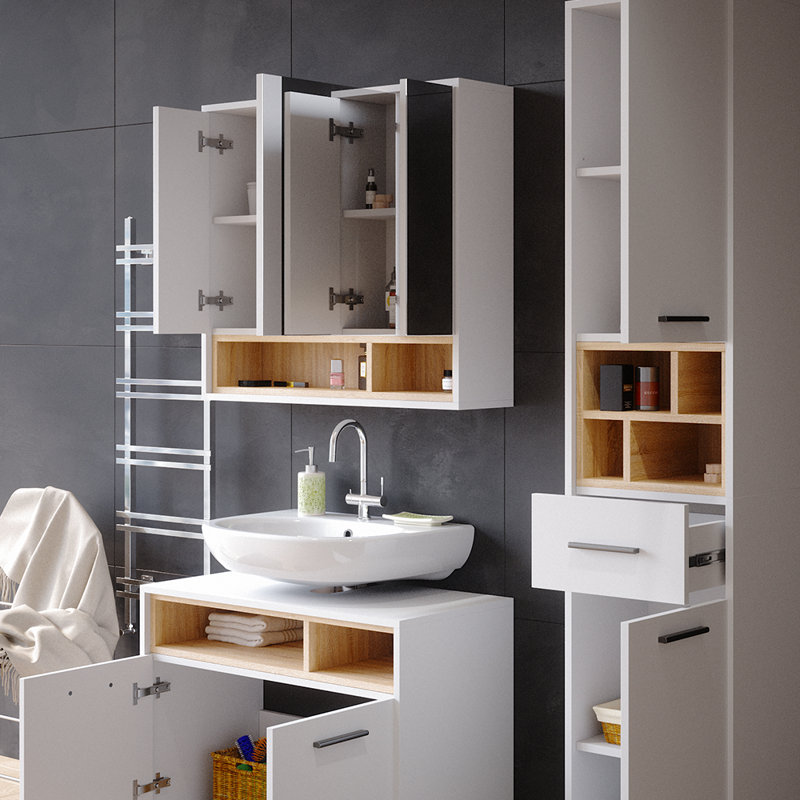 80cm x 72cm Surface Mount Mirror Cabinet, White