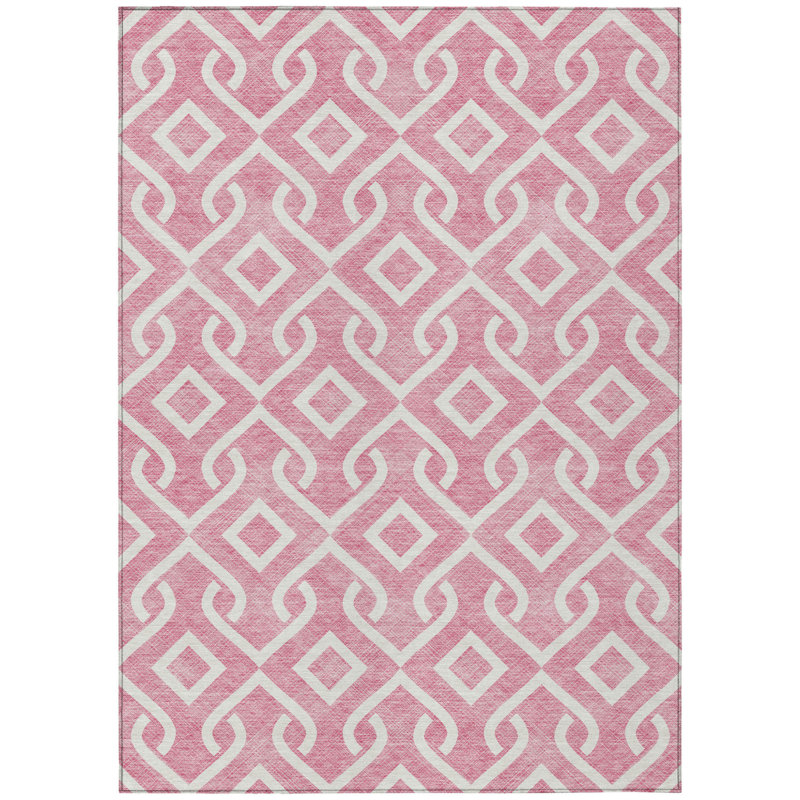 Tapis intérieur / extérieur ivoire lavable géométrique 10 pi x 14 pi