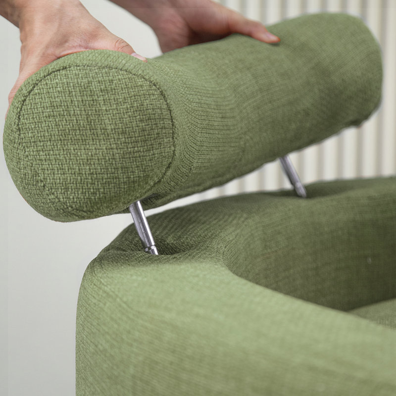 Dashton Upholstered Barrel Chair with Ottoman, Green Linen