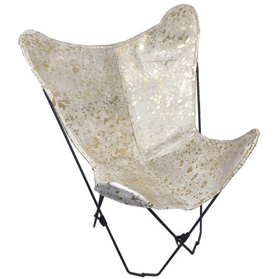 Fauteuil papillon en cuir de vache 33,8 po Banjabaru