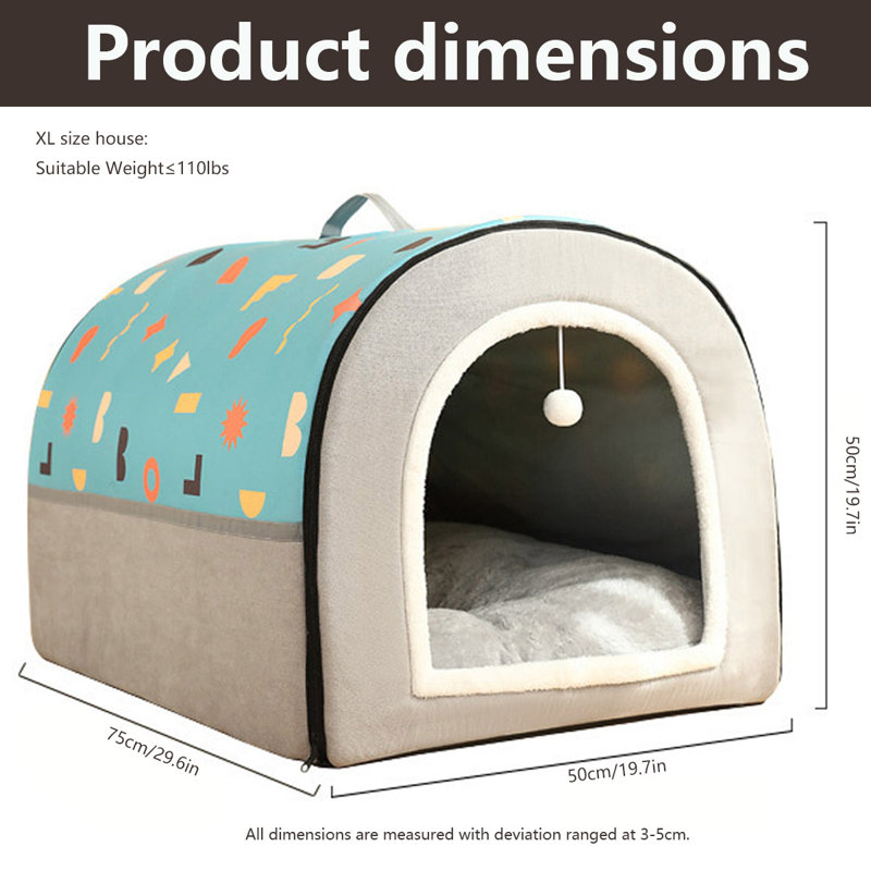 Lit pour animaux Dioselina, Bleu, H 19,7 po x l 19,7 po x P 29,6 po