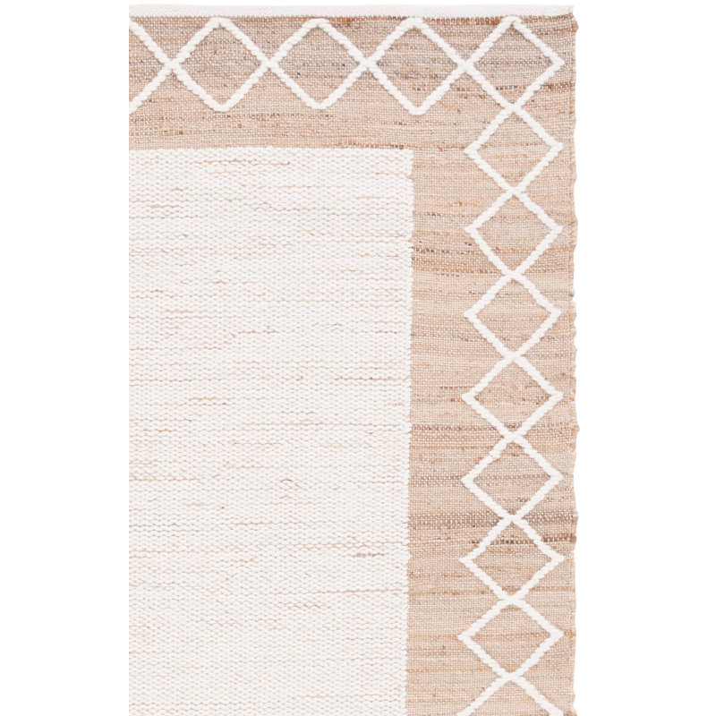 Casitas Natural Fiber Hand Woven Jute/Wool/Cotton Geometric Rug in Natural/Ivory, Rectangle 6' x 9'