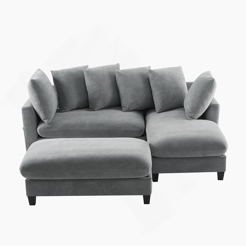 Canapé modulaire en L de 83 po avec canapé L 83 po avec grand espace de rangement, repose-pieds mobile et six coussins décoratifs pour le salon, vert