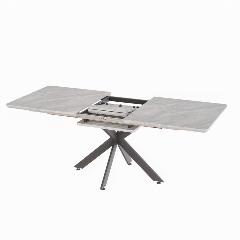 Helsel 62.4"-78.15" Extendable Dining Table with X-Legs, Gray