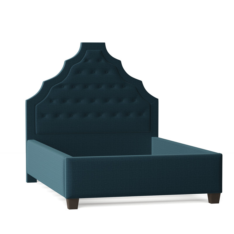 Lexi Upholstered Bed, California King, Bella Black Performance Velvet, Brown Mahogany