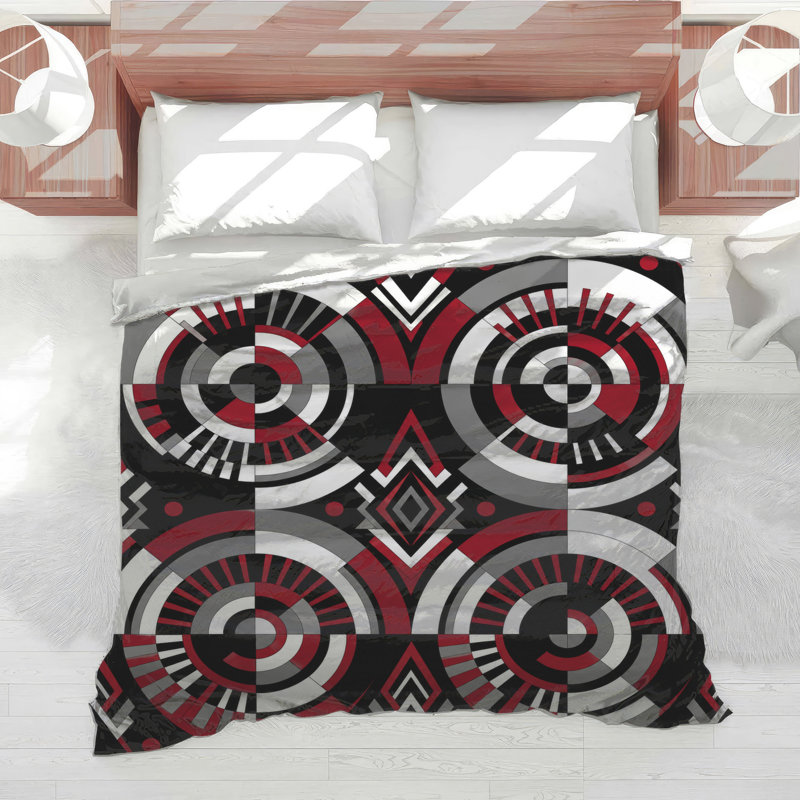 Édredon circulaire noir et rouge, Queen