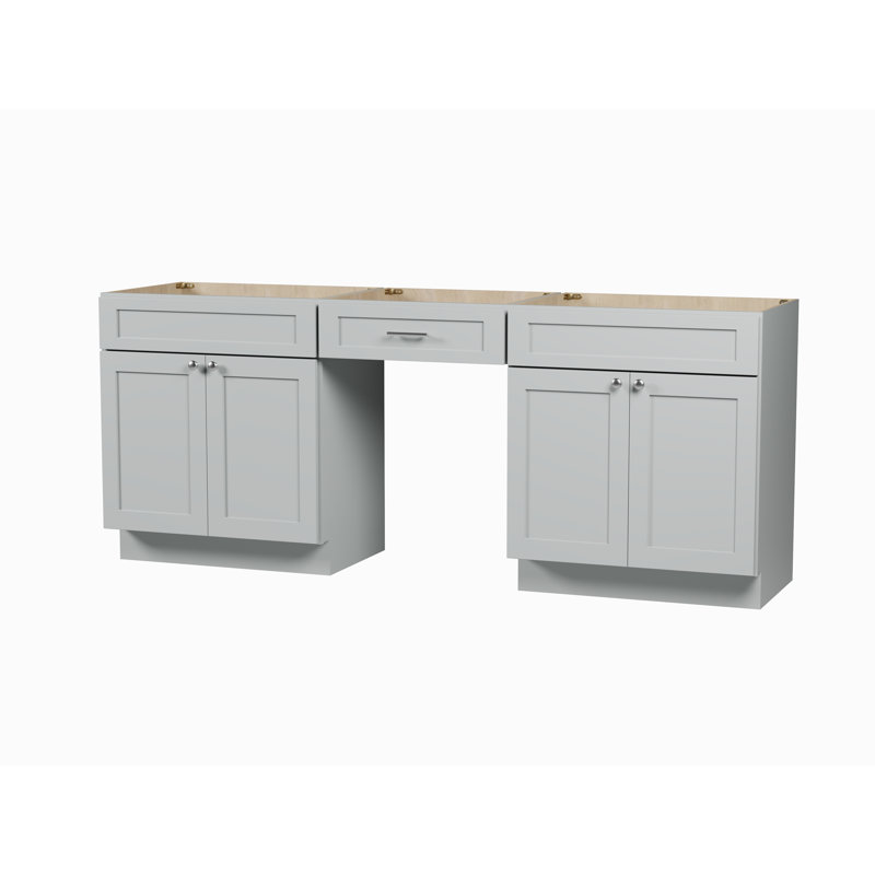 Ensemble de meuble-lavabo double 84 po avec base de tiroir en bois massif Disar, Gris