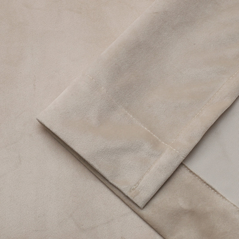 Rideaux en velours de luxe - 52 x 89 pouces, épais et bloquant la lumière, avec attaches à boutons perle, Beige