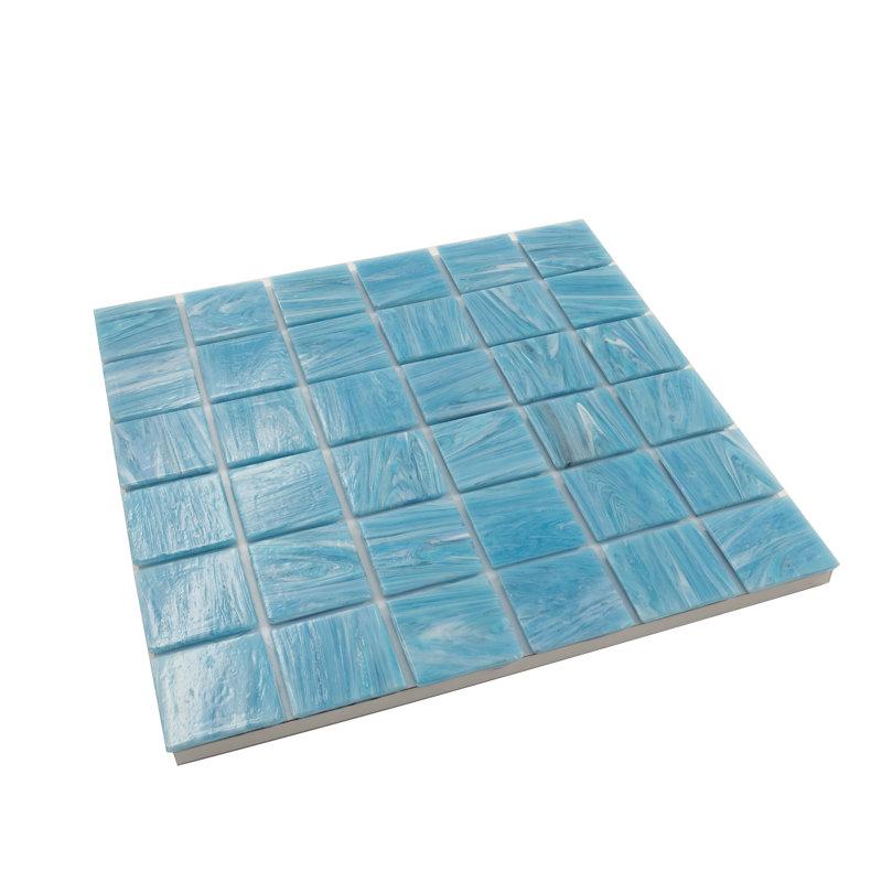 Celestial 12 in. x 12 in. Glossy Yale Blue Glass Mosaic Wall and Floor Tile (10 sq. ft./case) (10-pack), Sky Blue