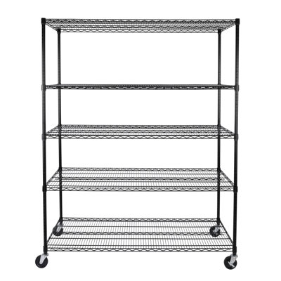 Durable 5-Tier NSF-Certified Steel Shelving with Wheels