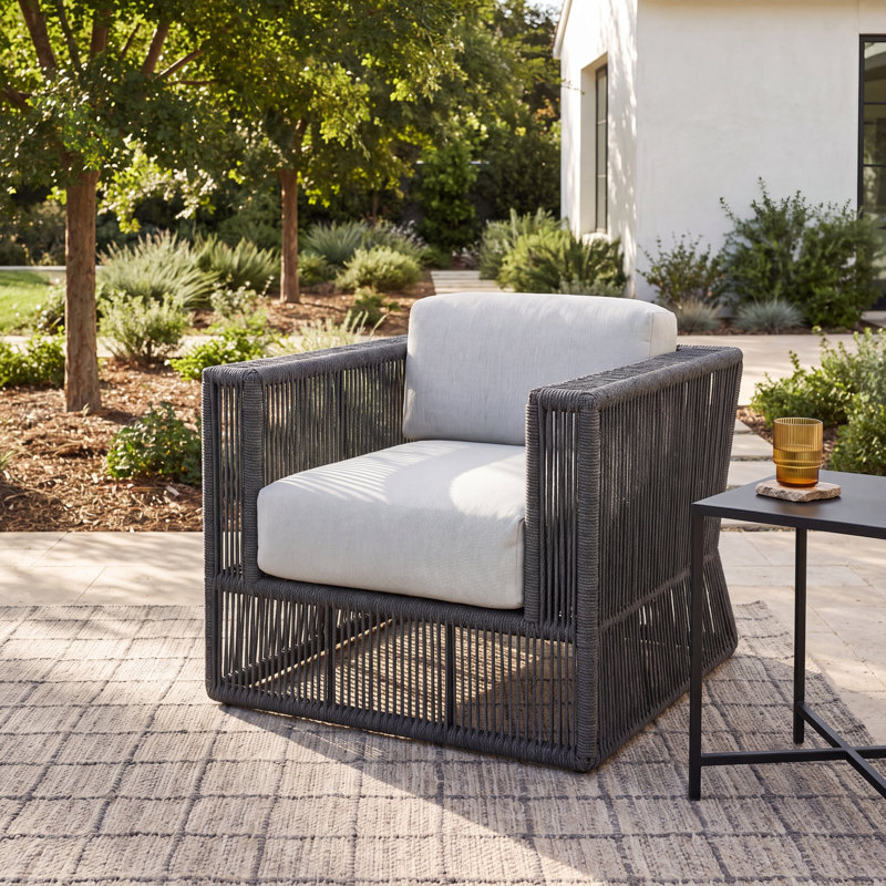 Milano Outdoor Lounge Chair, Dupione Celeste Sunbrella®, Gray