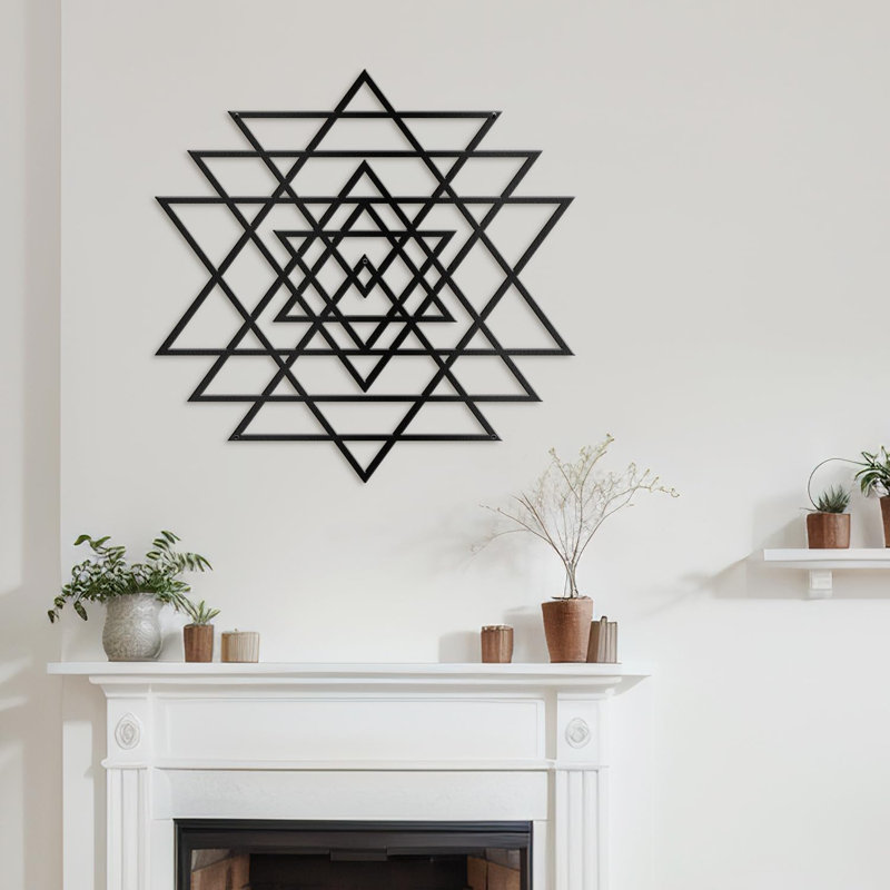 Décoration murale en métal, H 18 po x l 18 po x P 0,05 po, Noir