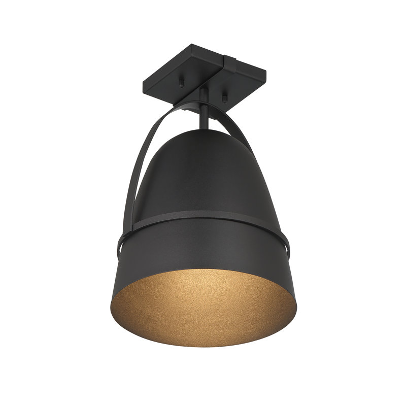 Black 9.5'' W 1 - Bulb Outdoor Semi Flush Mount