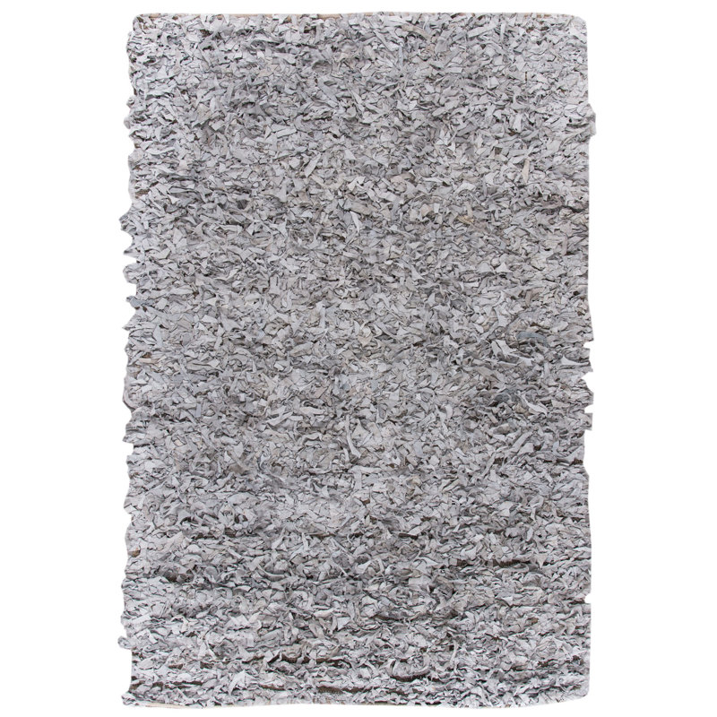 Godsey Handwoven Leather Solid Color Rug, Rectangle 6' x 9'
