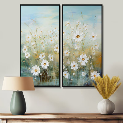 Marguerites au soleil champ de fleurs I - impressions sur toile traditionnelles