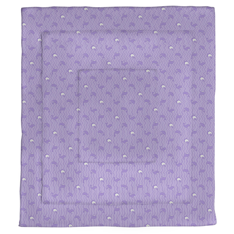 Un simple confort réversible à motif baleines Mathias, Édredon très grand, Mauve