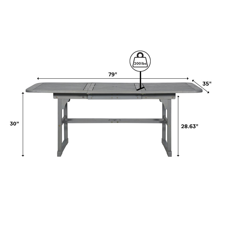 Alfonsi 4 - Person Acacia Wood Patio Dining Set with Rectangular Table, Gray Wash