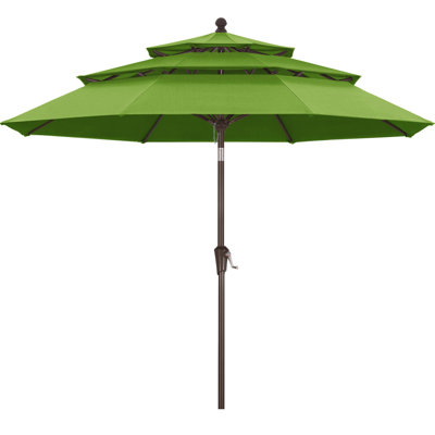 9’ 3-Tier Olefin Market Umbrella with Tilt and Crank Lift