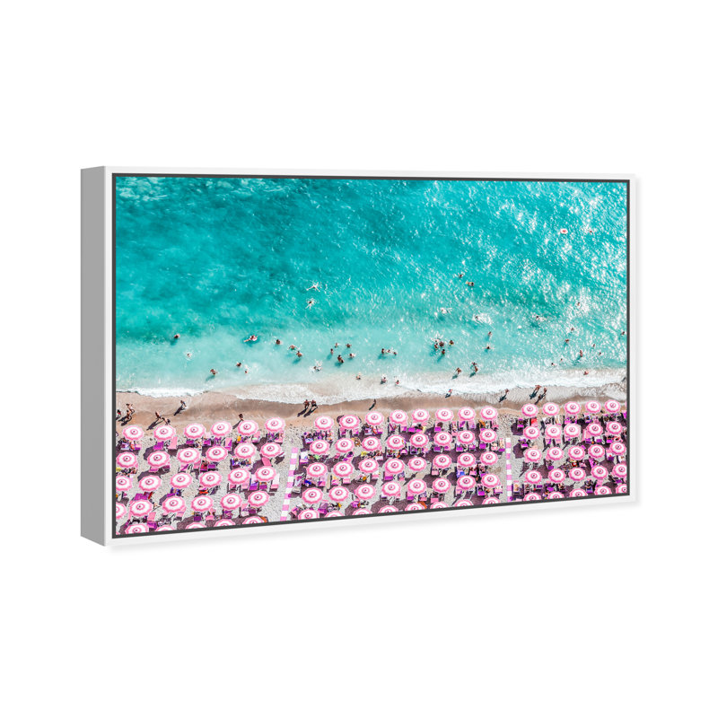 Paradise Beach Umbrellas - impression, Cadre flottant blanc, H 30 po x l 45 po