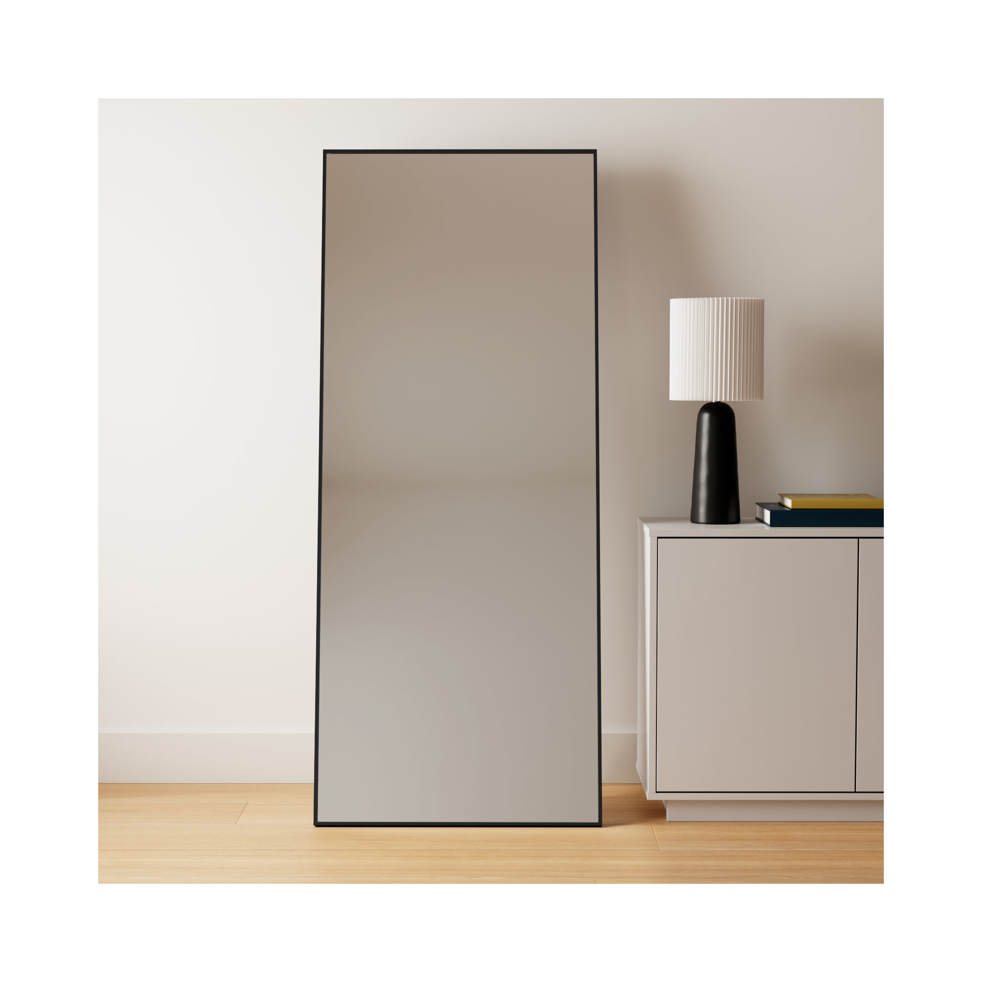 Sabine Metal Rectangle Floor Mirror, Black, 72" x 30"