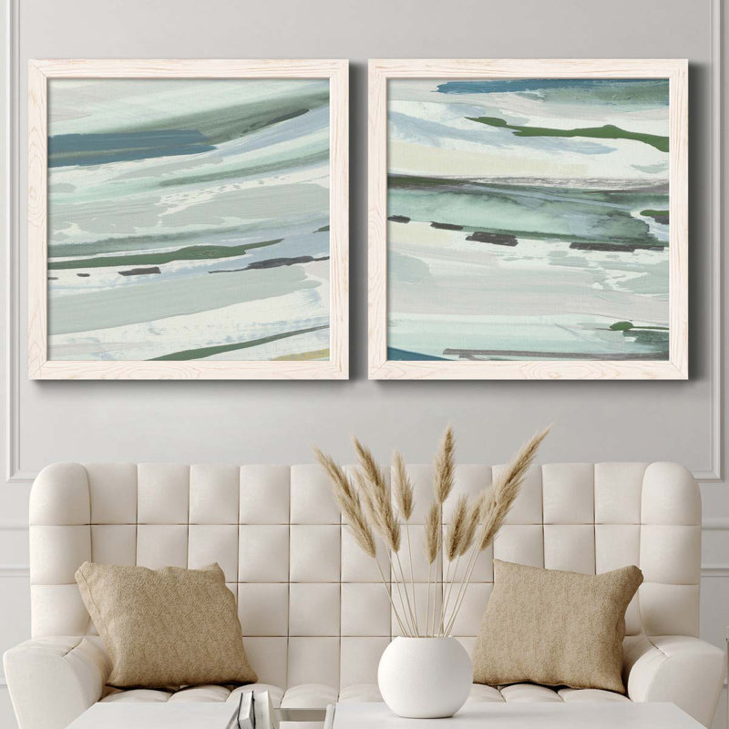 Upstate I - ensemble de 2 peintures, Papier encadré blanc, H 24 po x l 48 po x P 1 po