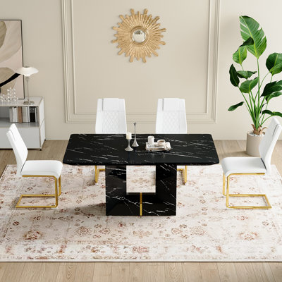 5-Piece Marble Dining Table Set