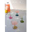 SET OF FOUR COUPE GLASSES WITH COLORED STEMS - ONE EACH