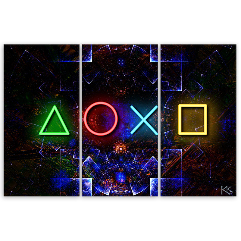 Game Console - 3 Piece Wrapped Canvas Print Set, 100cm H x 150cm W