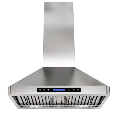 30 inch 800 CFM Convertible Wall Mount Range Hood 4 Speed Quiet Stainless Steel Remote and Touch Panel Control with LED Lights