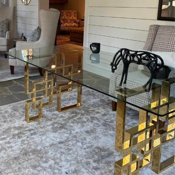 Everly Quinn Glass Top Metal Base Dining Table - Wayfair Canada