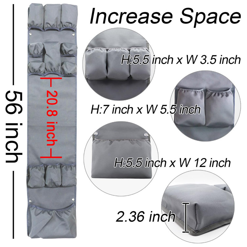 56 In X 12 In 12 Pockets Mini Fridge Organizer,Dorm And Office Over The Fridge Caddy Organizer, Mini Fridge Accessorie(Grey)