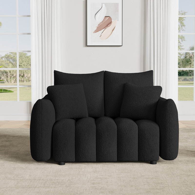  Causeuse rembourrée en tissu 58 po, Noir
