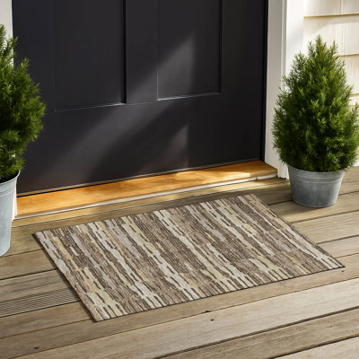 Tapis rayé Ceajay ACN3114 lavable à la machine pour l'intérieur et l'extérieur