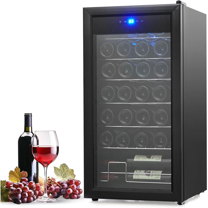 Réfrigérateur à vin Petit refroidisseur à vin Réfrigérateur autoportant, Celliers à vin Compresseur à contrôle numérique de la température Armoire à vin pour vin blanc rouge, champagne, bière, boisson