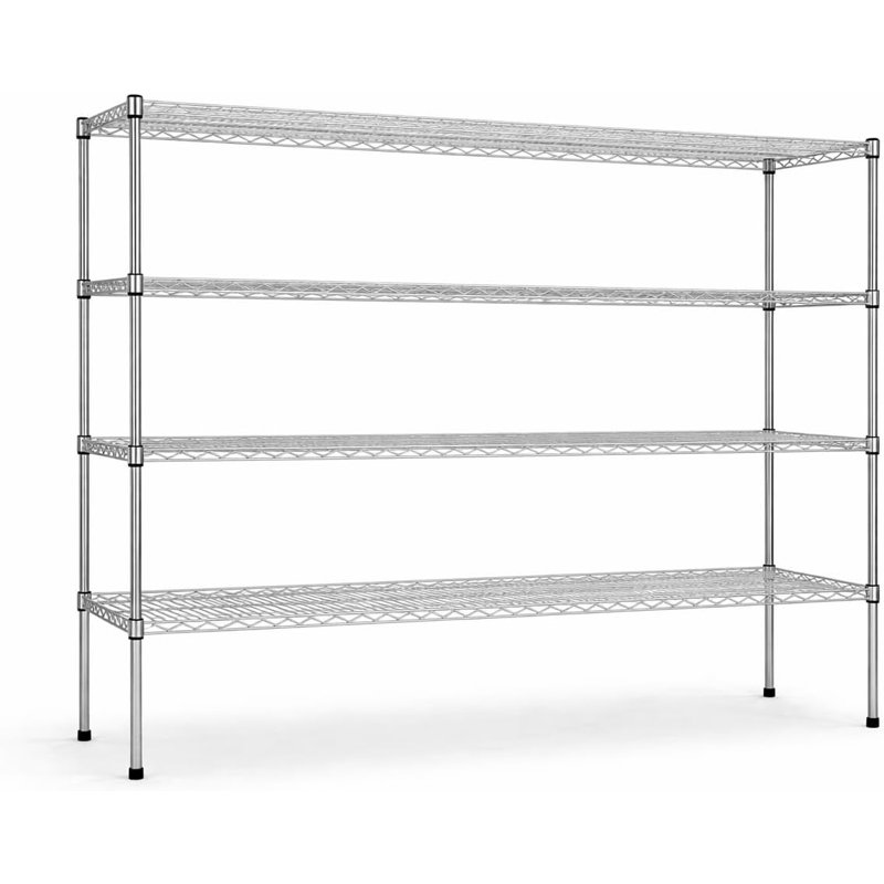 Étagère à quatre niveaux en fil métallique chromé Express KitchQuip, 183 cm (L) x 46 cm (P) x 188 cm (H), certifiée NSF