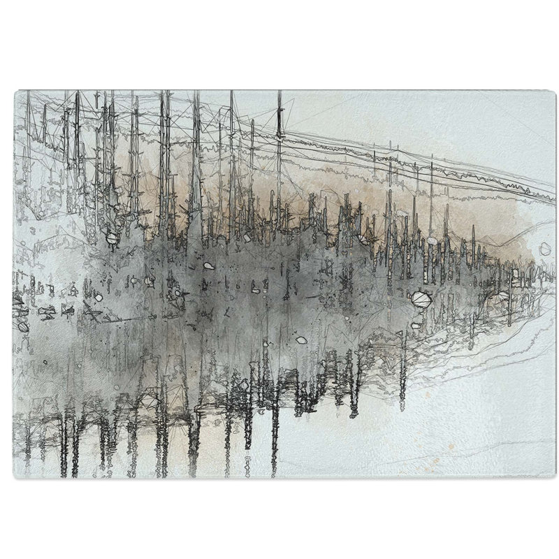 Tempered Glass Winter in Cuejdel Lake in Romania in Abstract Chopping Board, 39 cm W x 28.5 cm L
