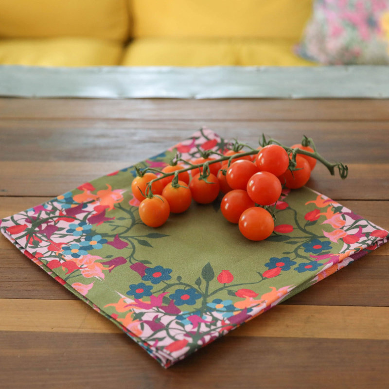 6 Napkins Blumen Green