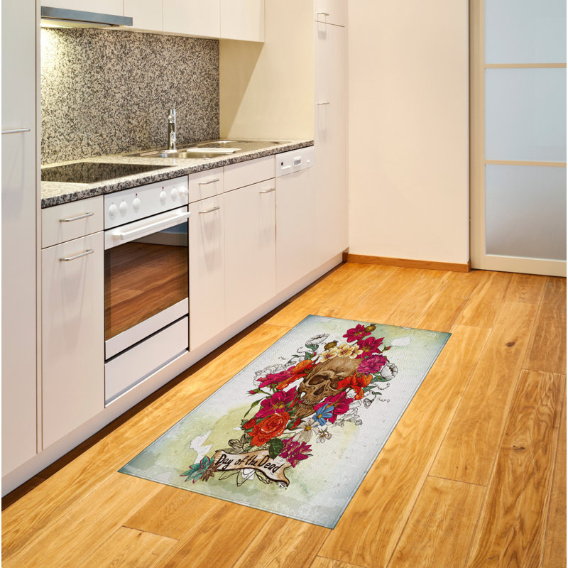 Skull High Density Long Fiber Poly Threads Decorative Area Rug Carpet, Rectangle 2'7" x 5'