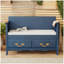 Banc à chaussures avec coussin amovible, banc d'entrée avec rangement caché pour l'entrée et le salon, banc de rangement à chaussures avec dossier (turquoise antique)-1736031983