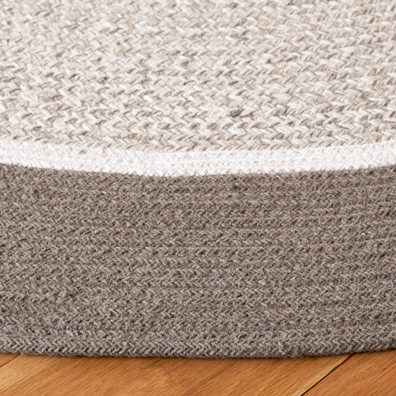 Tapis tressé 752 gris foncé / beige, Rond 5 pi