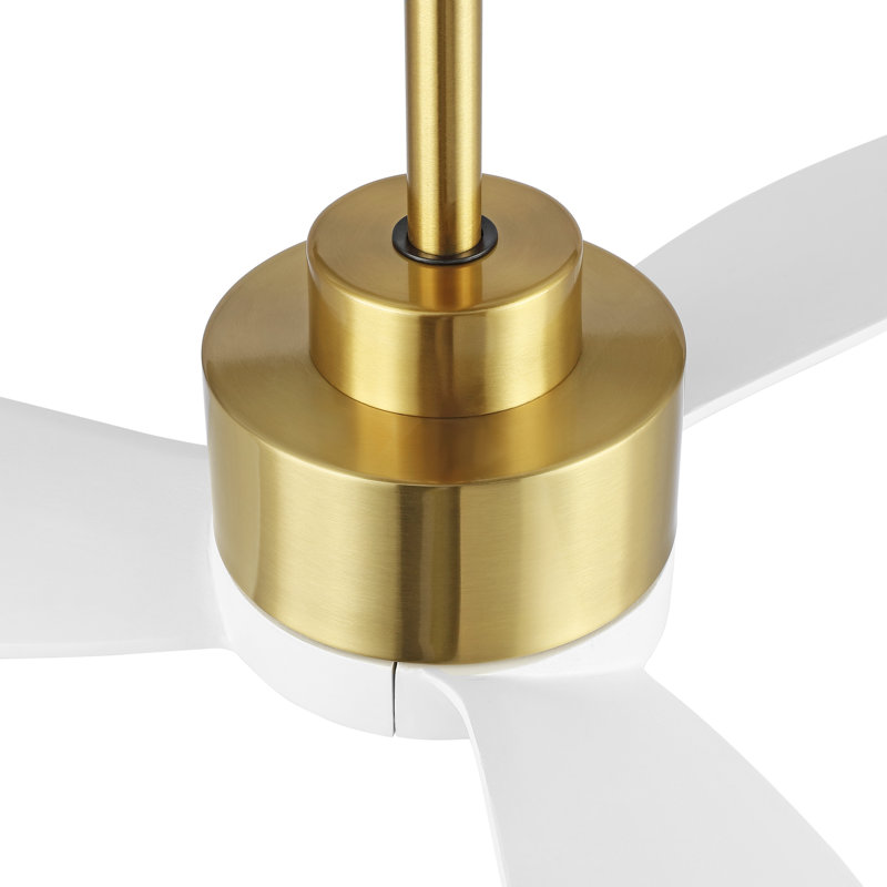 Aramanta 52 inch 3 Soild Wood Blades Indoor Ceiling Fan with Remote, Gold/White Blades