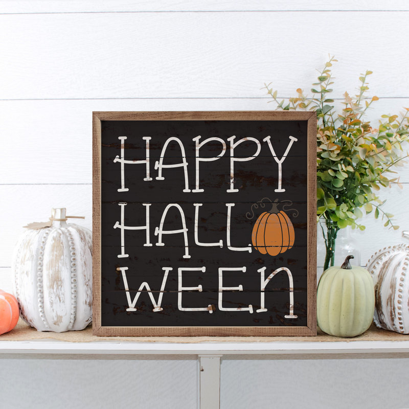 Happy Halloween - citrouille noire, H 12 po x l 12 po x P 1 po