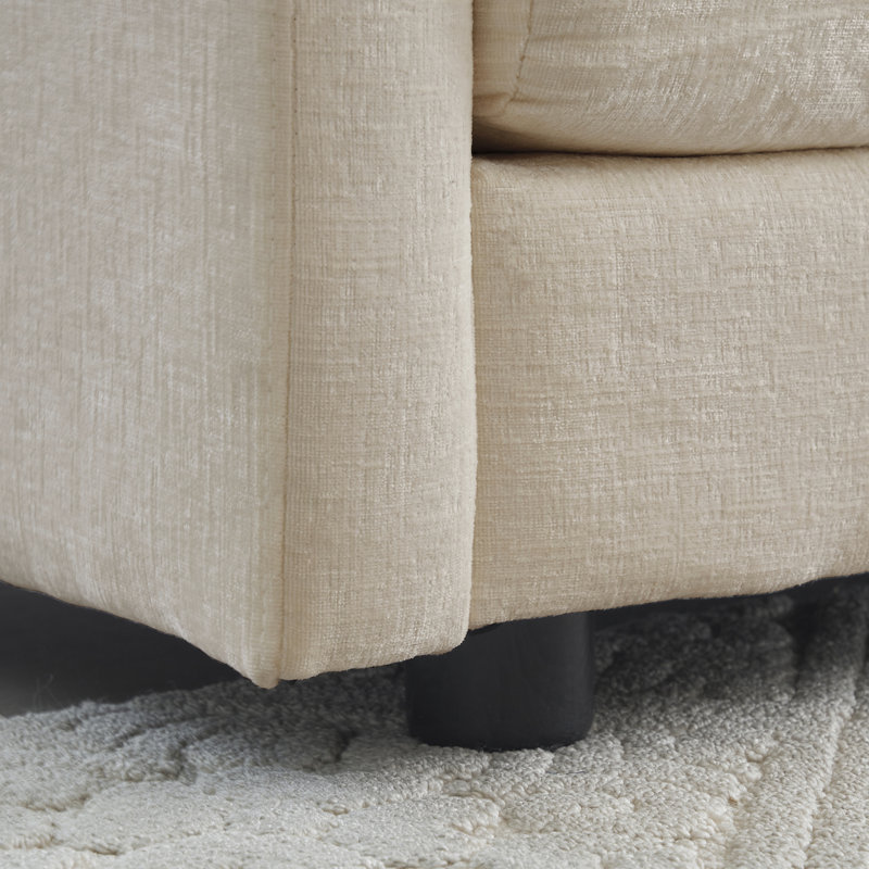 Espace de vie moderne en chenille beige - Base en bois massif et luxueux siège haut en tissu 2 places avec coussins, canapé 4 coussins, structure, matériau respirant de qualité supérieure, zone de confort
