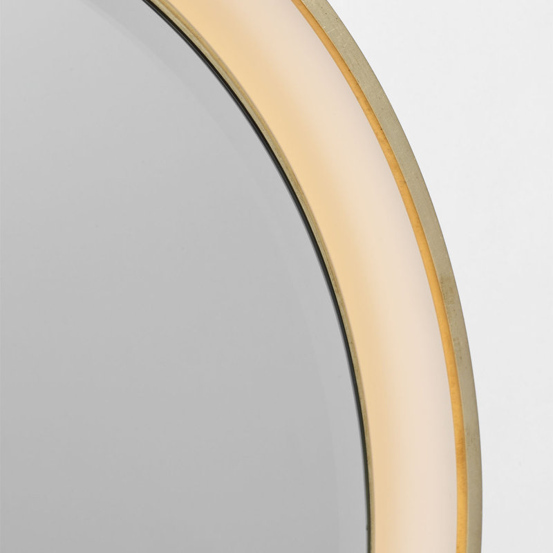 Tricia Illuminated Round Mirror, 24" x 24", Matte White/Gild