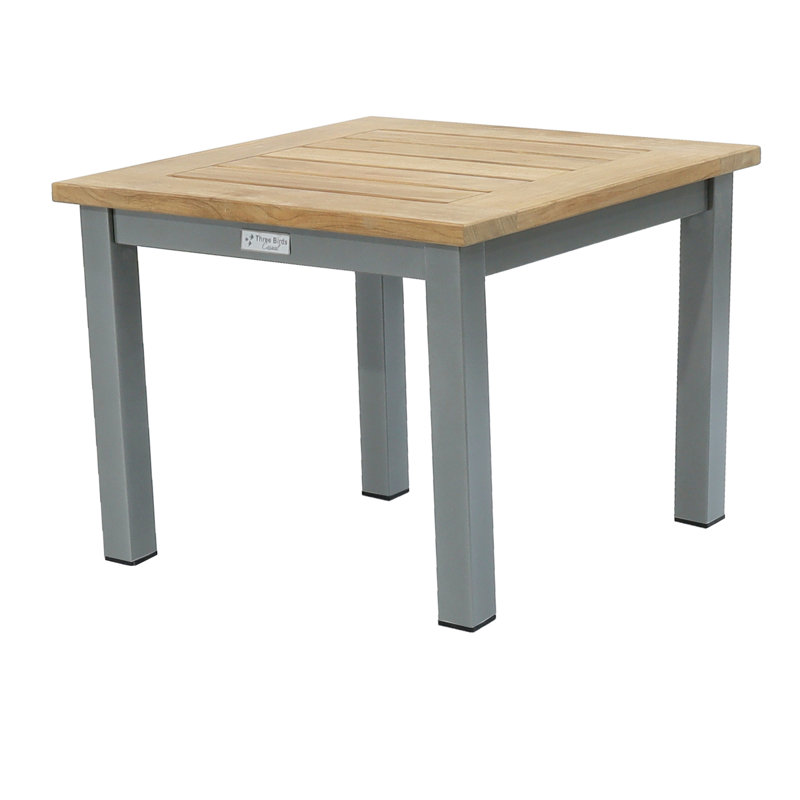 Low 20" Square Side Table Teak and Aluminum SoHo, Silver