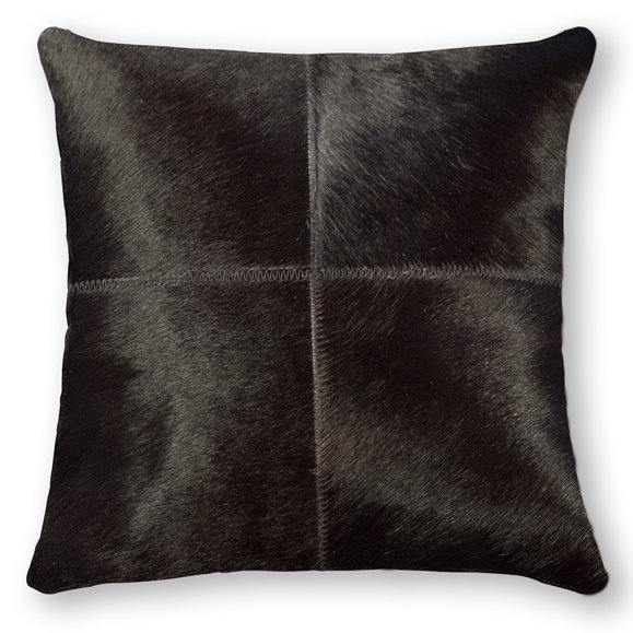 Coussin 18 "en peau de vache, Noir