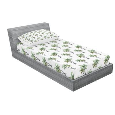 Palm Tree Microfiber Fitted Sheet